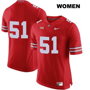 Women's NCAA Ohio State Buckeyes Antwuan Jackson #51 College Stitched No Name Authentic Nike Red Football Jersey RE20O18BK